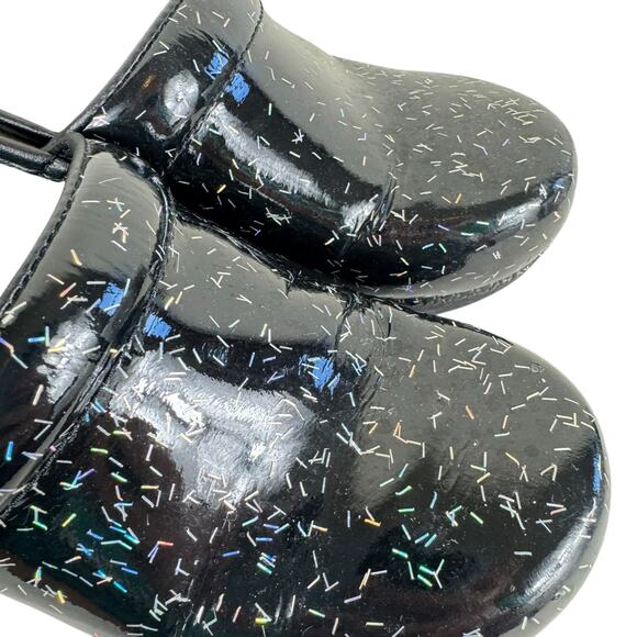 Dansko XP 2.0 Patent Leather Black Colorful Confetti Sparkle Slip On Clogs 37 7 - Picture 3 of 7